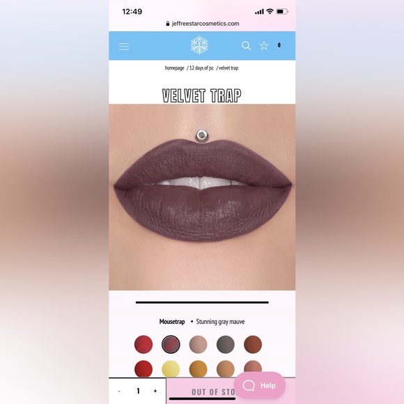 Jeffree Star Velvet Trap Lipstick in Limited Edition Mouse Trap Gray Mauve NEW - Picture 3 of 3